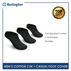 Burlington Men's Cotton Lite Casual No Show Socks 3 pairs in a pack BMFCCG3