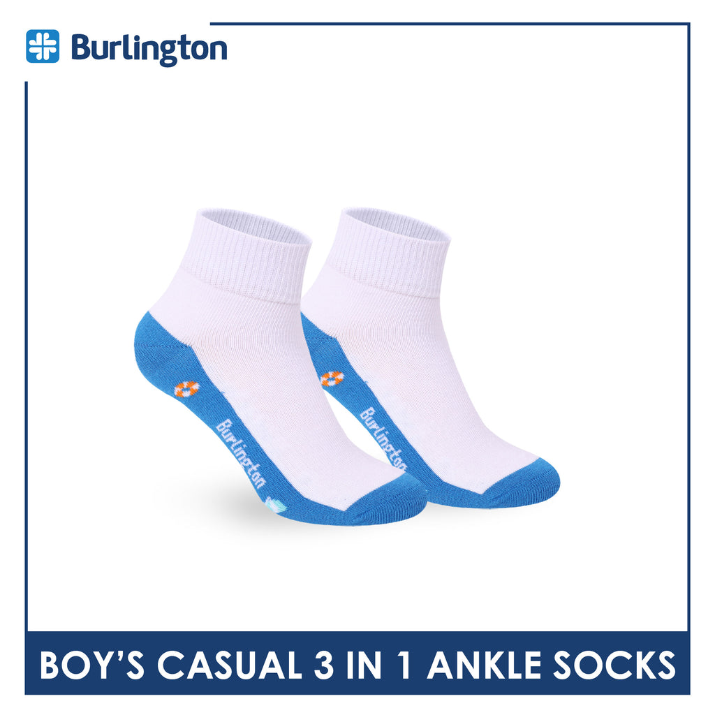 Burlington Boys’ Cotton Casual Ankle Socks 3 pairs in 1 pack BBCKG83