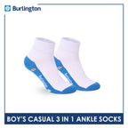 Burlington Boys’ Cotton Casual Ankle Socks 3 pairs in 1 pack BBCKG83
