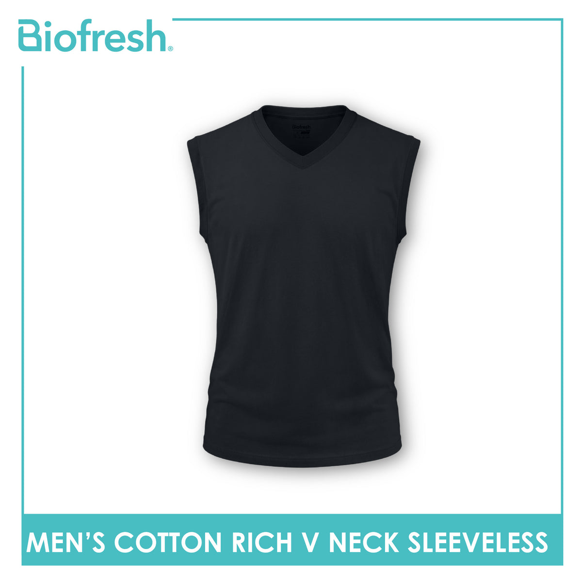 Biofresh Men's Antimicrobial Cotton Rich V-Neck Sleeveless shirt 1 piece UMSM631