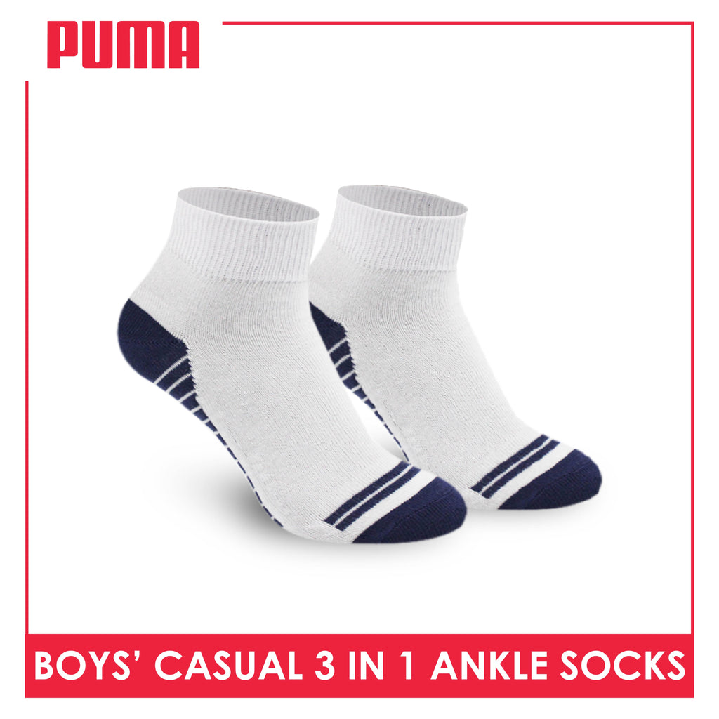 Puma Boys’ Cotton Lite Thin Casual Ankle Socks 3 pairs in a pack PBCKG20