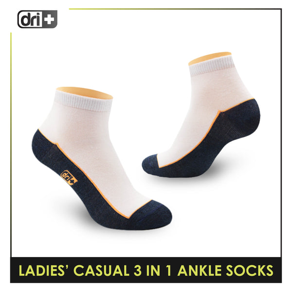 Dri Plus Ladies' Lite Casual Ankle Socks 3 pairs in a pack DLCKG35