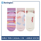 Burlington Girl's Cotton Thin Casual Ankle Socks 3 pairs in 1 pack BGCG612