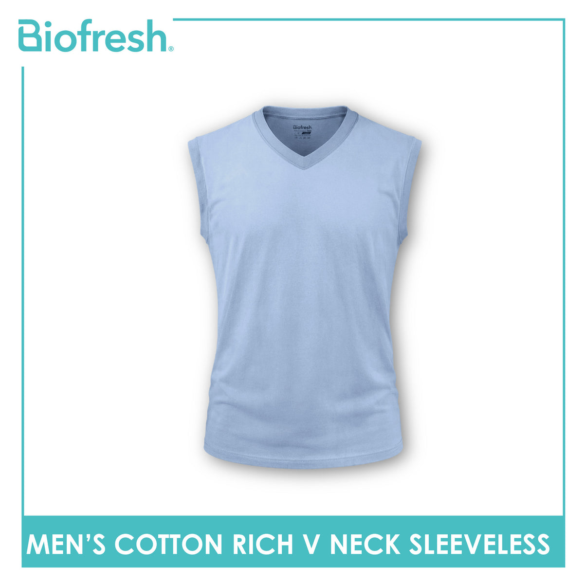 Biofresh Men's Antimicrobial Cotton Rich V-Neck Sleeveless shirt 1 piece UMSM631