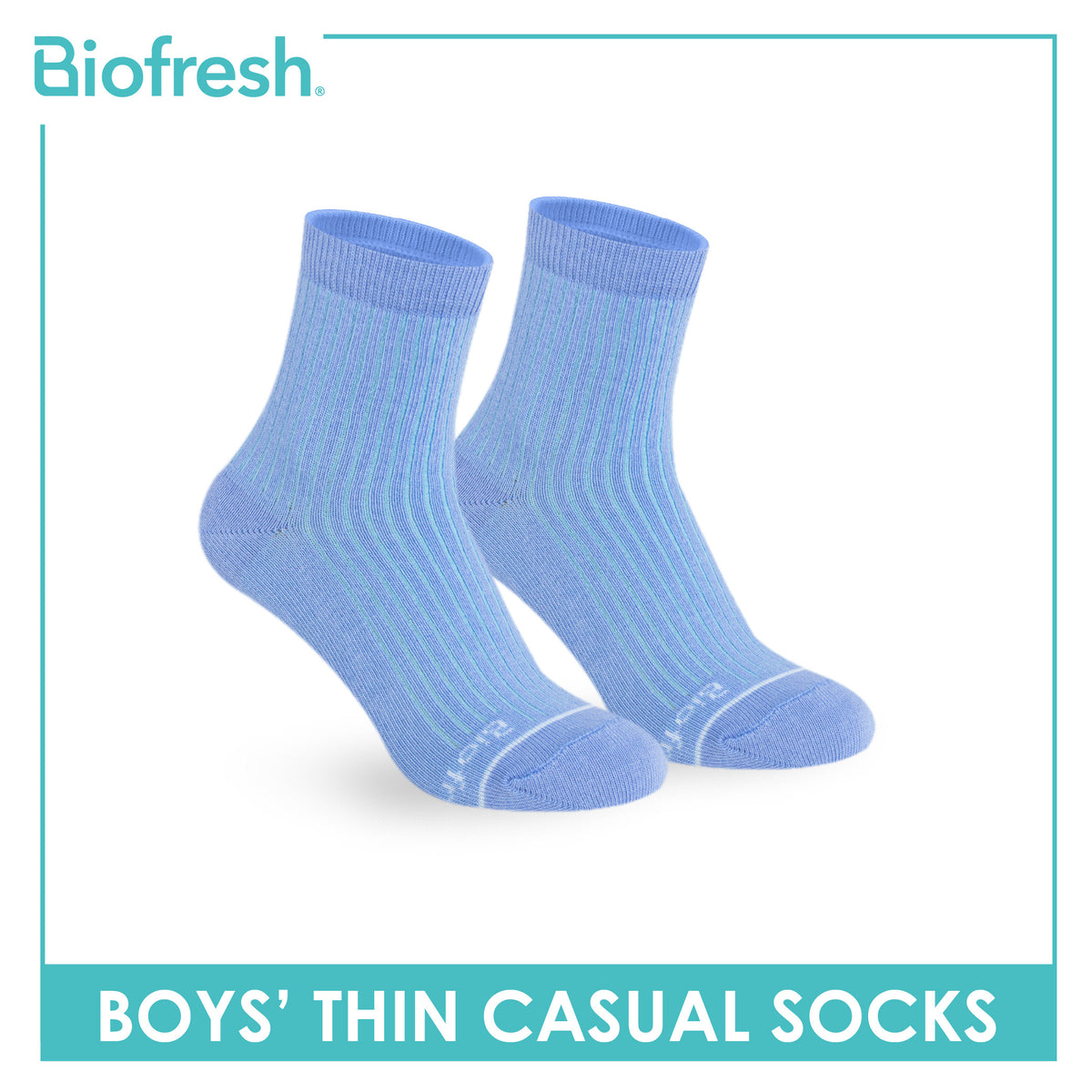 Biofresh Boys’ Antimicrobial Cotton Thin Casual Socks 1 pair in 1 pack RBC631