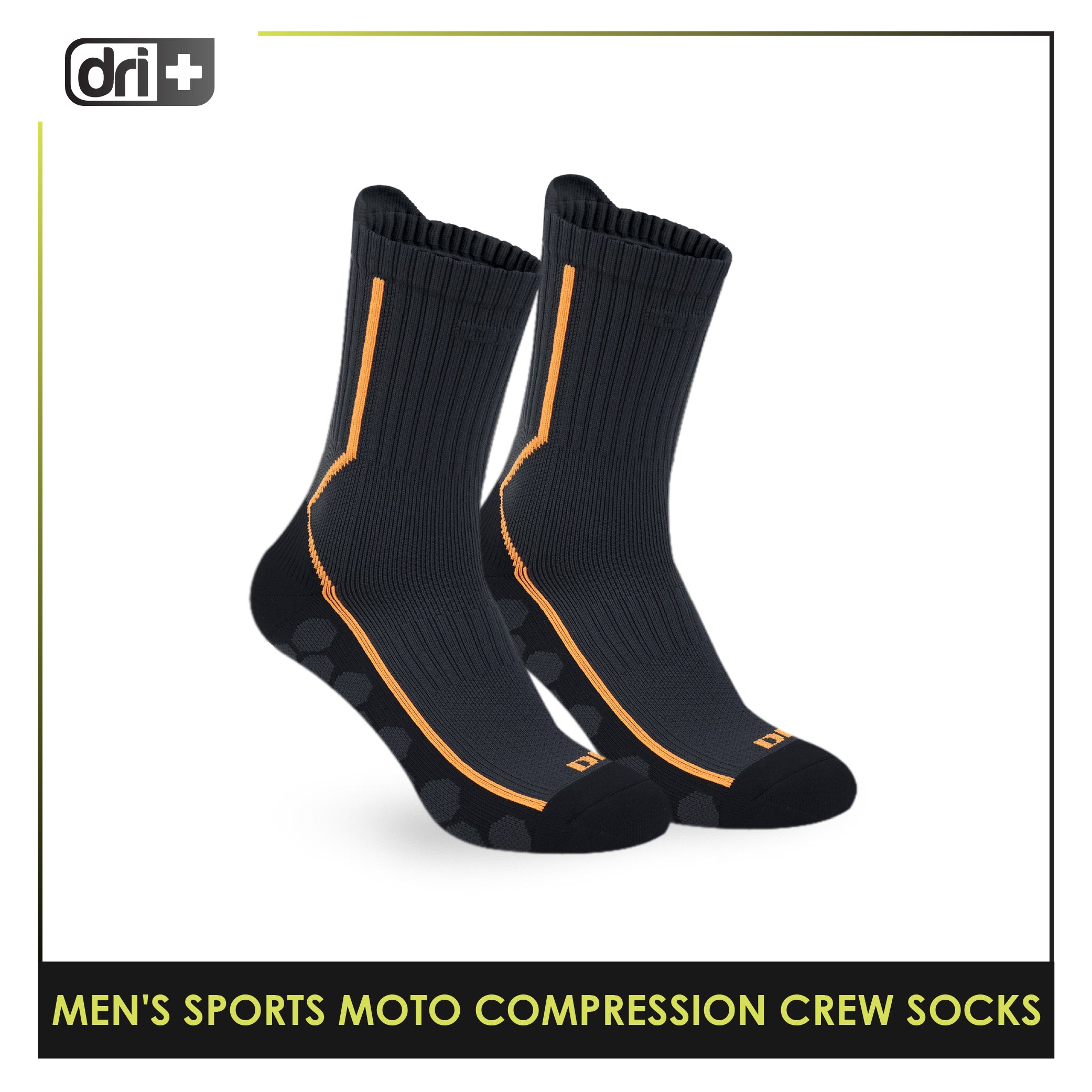 Dri plus Men’s Sports Moto Compression Crew Socks 1 pair DMS632