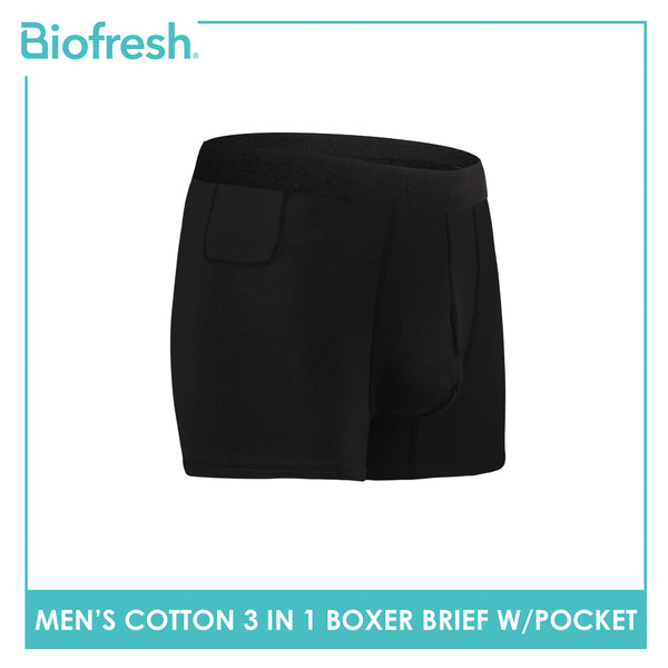 Biofresh Men's Antimicrobial Cotton Boxer Brief with Pocket 3 pieces in a pack UMBBG531