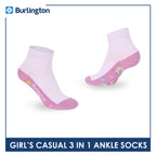 Burlington Girls’ Cotton Casual Ankle Socks 3 pairs in 1 pack BGCKG68