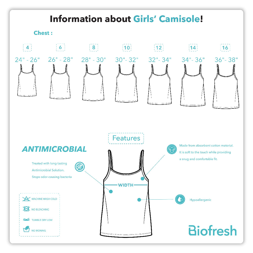Biofresh Girls' Antimicrobial Cotton Padded Camisole 1 piece UGSC4201