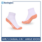 Burlington Girls’ Cotton Thin Casual Ankle Socks 5 pairs in 1 pack BGCKG2F