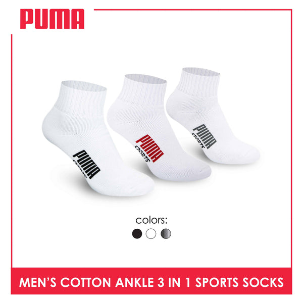 Puma Men's Cotton Thick Sports Ankle Socks 3 pairs in a pack PMSKG12