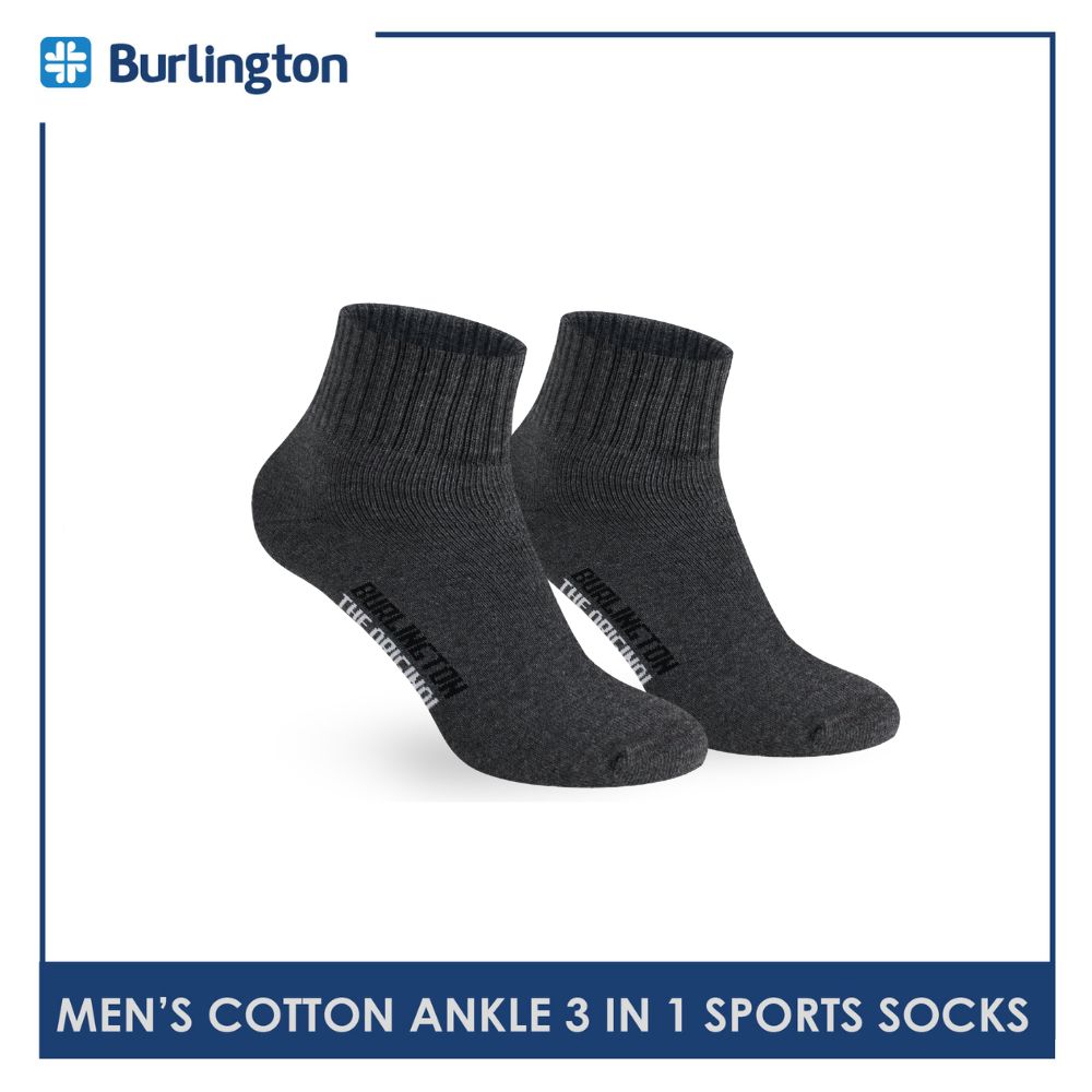 Burlington Men's Cotton Thick Sports Ankle Socks 3 pairs in a pack 0222