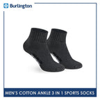 Burlington Men's Cotton Thick Sports Ankle Socks 3 pairs in a pack 0222