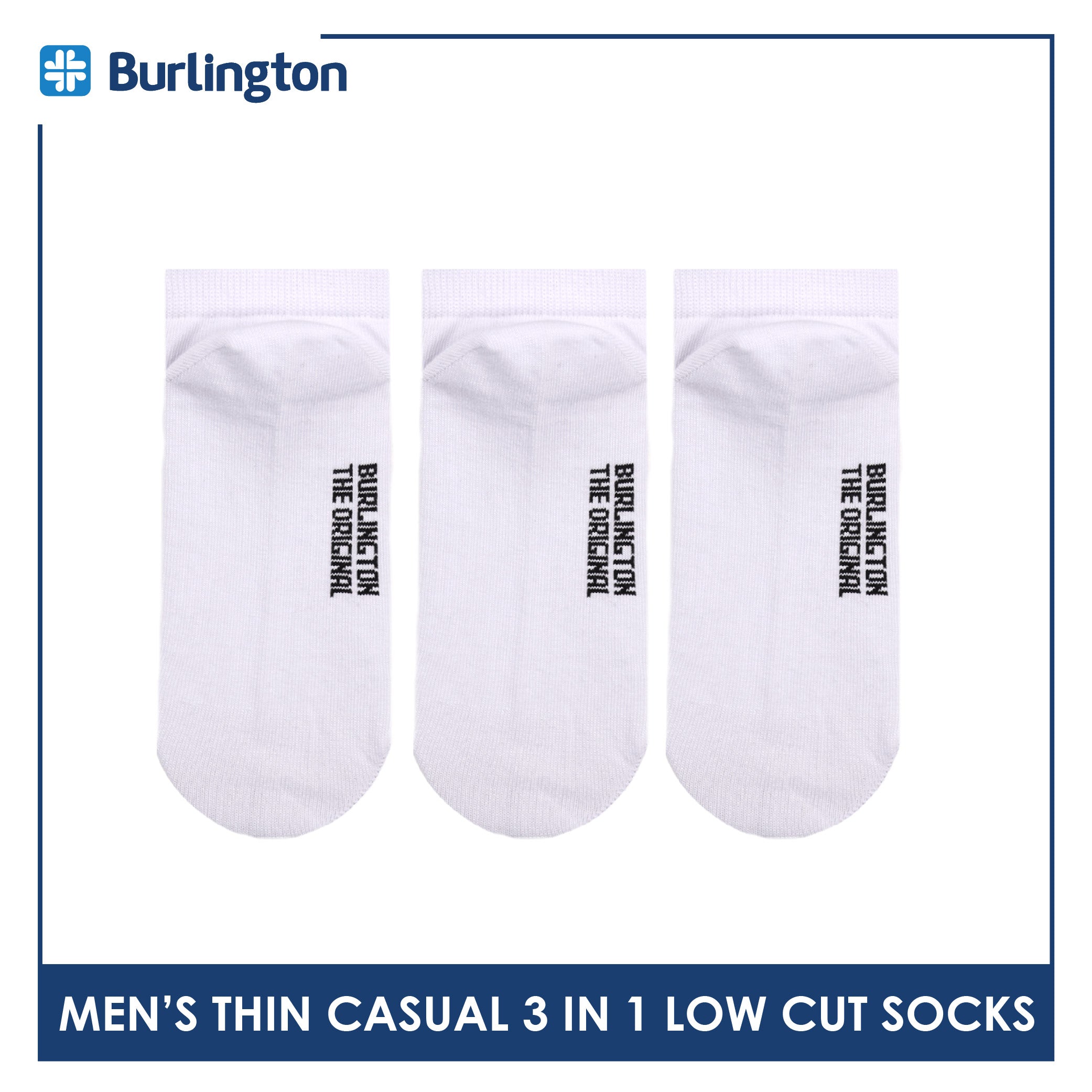 Burlington Men's Cotton Lite Thin Casual Low Cut Socks 3 pairs in a pack 140