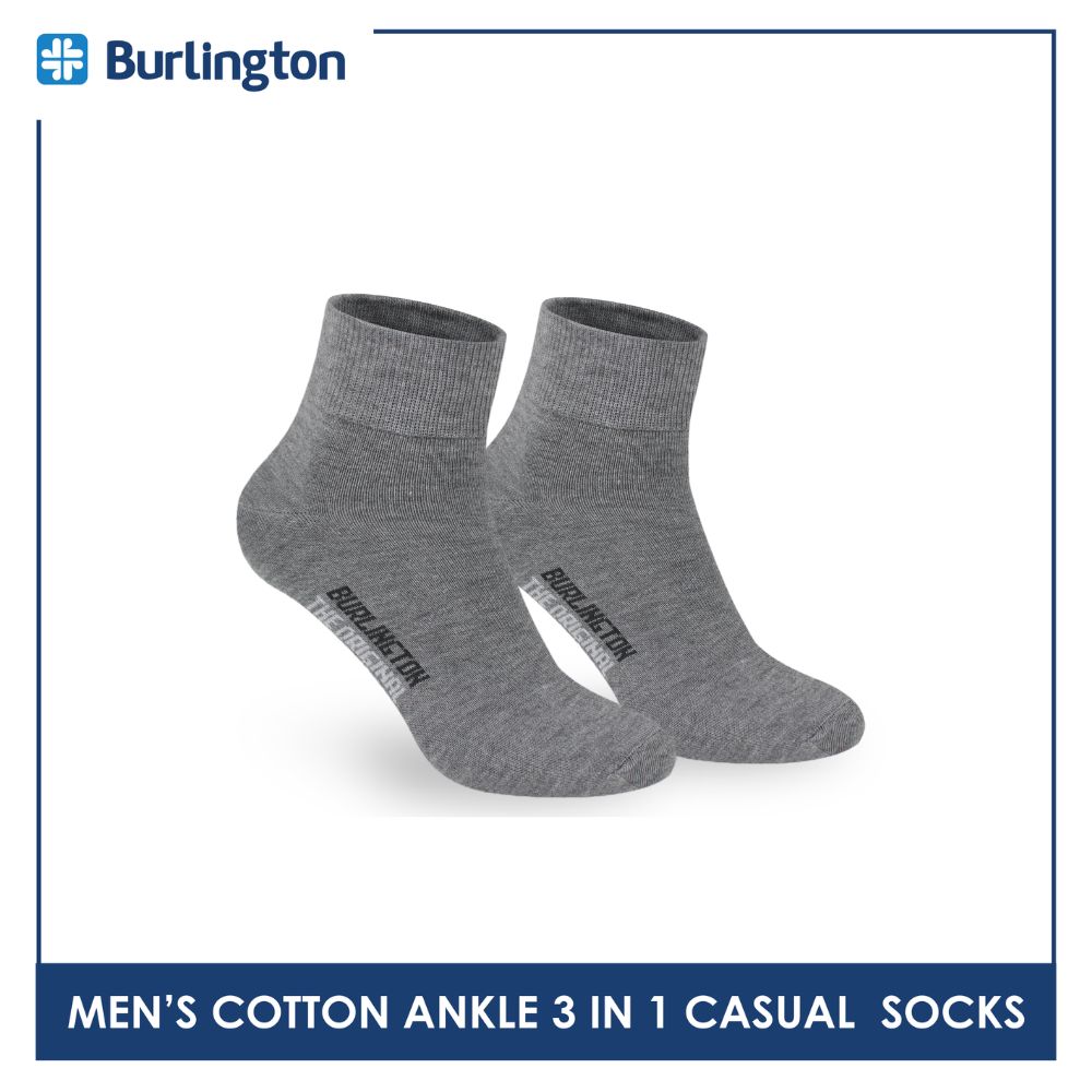 Burlington Men's Cotton Lite Thin Casual Ankle Socks 3 pairs in a pack 142