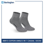 Burlington Men's Cotton Lite Thin Casual Ankle Socks 3 pairs in a pack 142