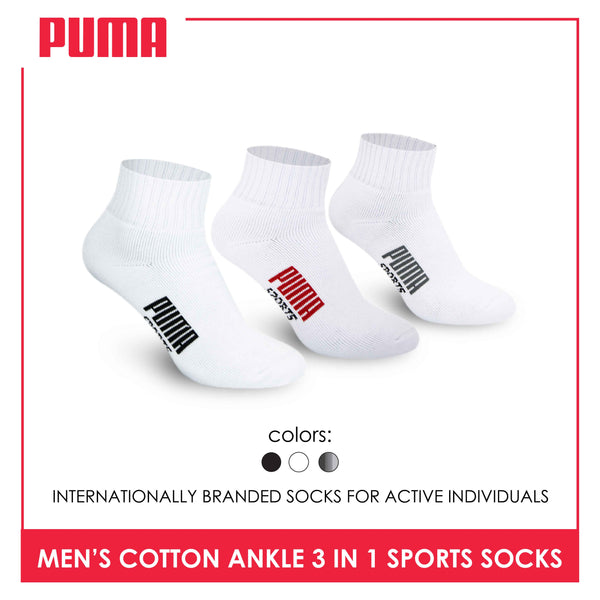 Puma Men's Cotton Thick Sports Ankle Socks 3 pairs in a pack PMSKG12