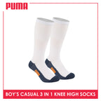 Puma Boys’ Cotton Thin Casual Knee High Socks 3 pairs in a pack PBKHG1