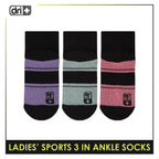 Dri Plus Ladies' Thick Sports Ankle Socks 3 pairs in 1 pack DLSKG19