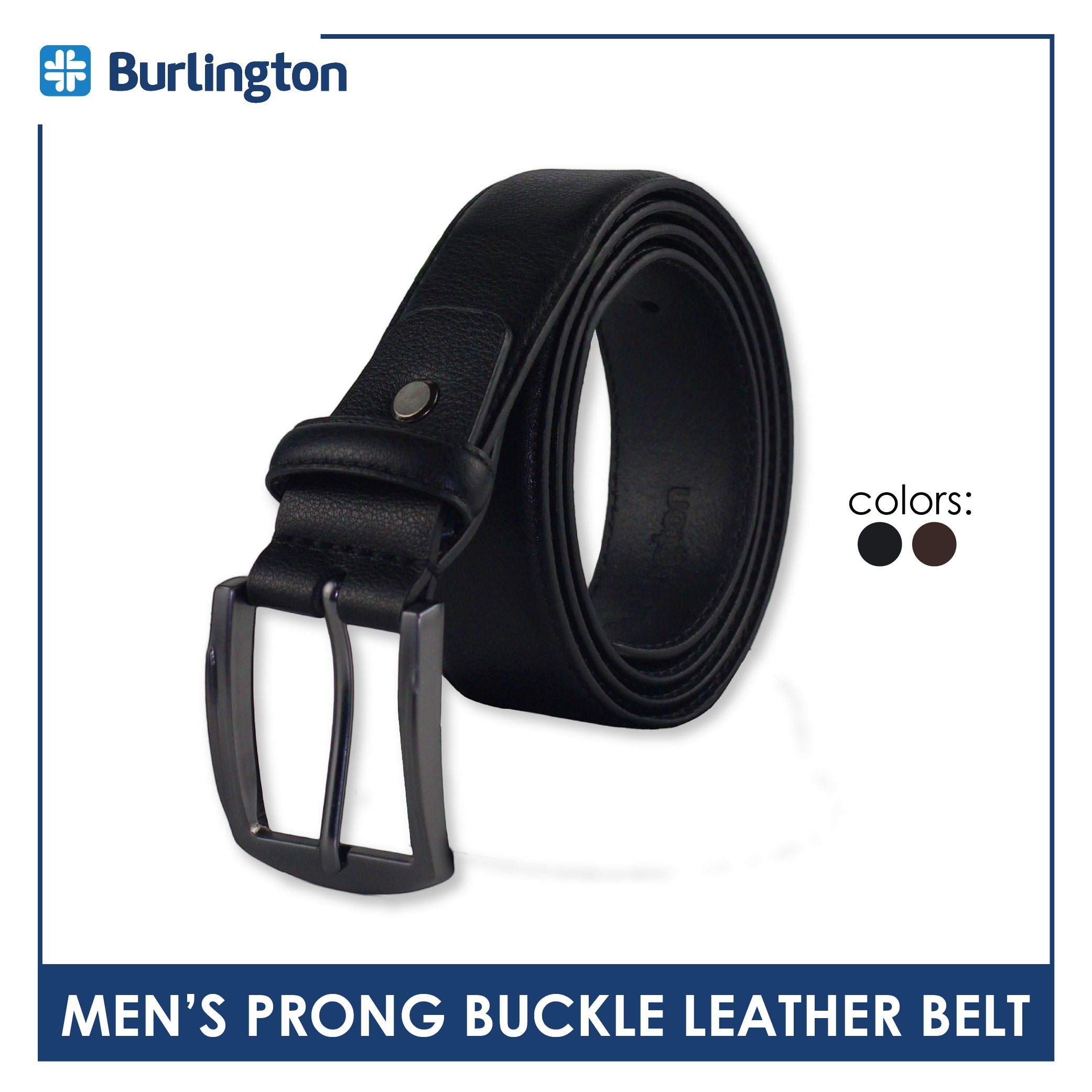 Burlington Men's Prong Buckle Genuine Leather Belt 1 piece JMLP511