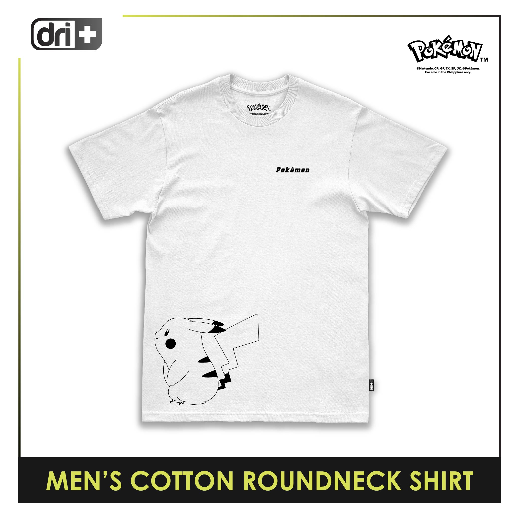 Dri Plus Men’s Pokemon Collection Anti-Odor Sweat Wicking Cotton Roundneck Shirt 1 pc PKDUMSRC532