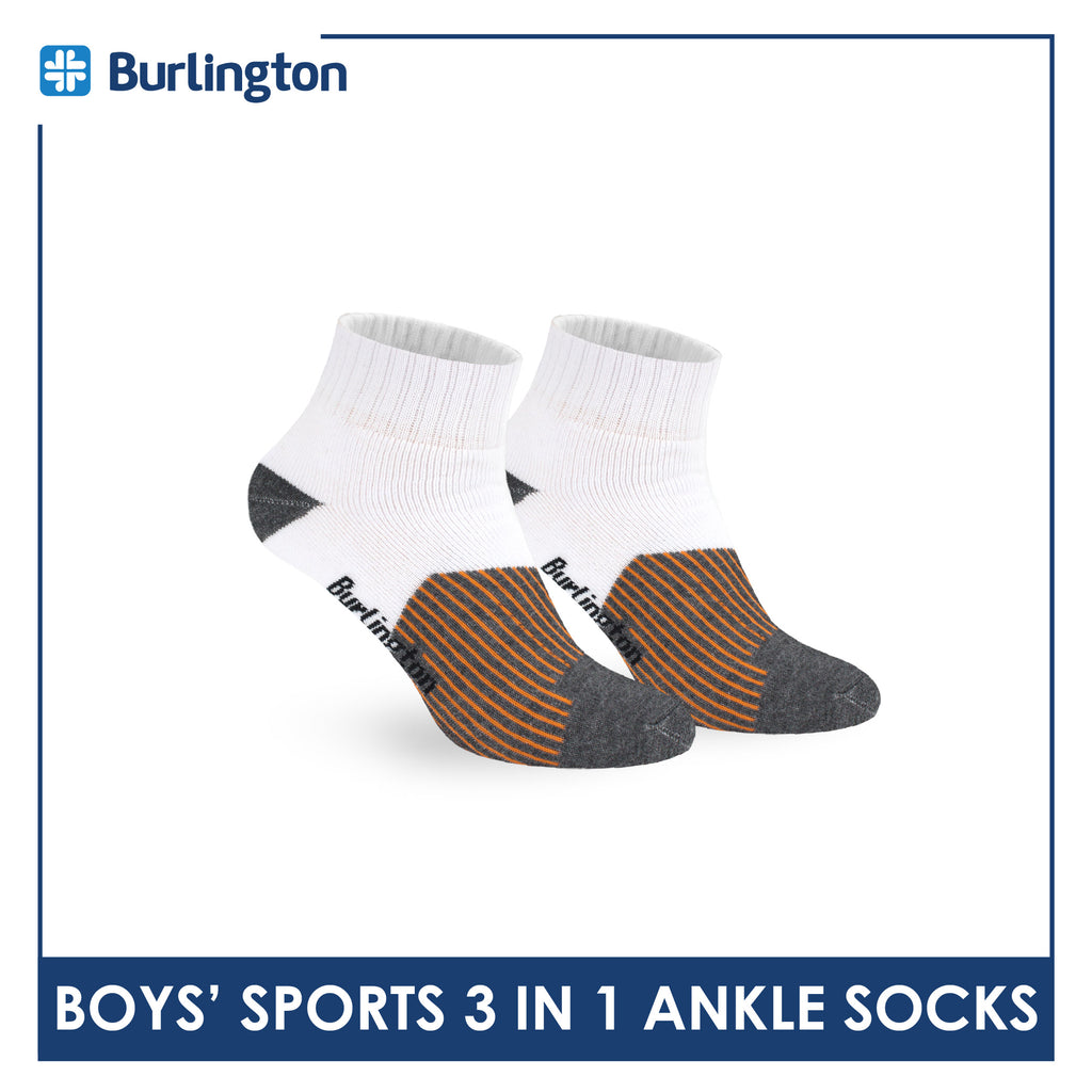 Burlington Boys’ Thick Sports Ankle Socks 3 pairs in 1 pack BBSG4401