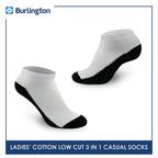 Burlington Ladies' Cotton Low Cut Lite Thin Casual Socks 3 pairs in 1 pack 621B