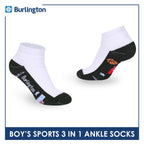 Burlington Boys’ Cotton Sports Ankle Socks 3 pairs in 1 pack BBSKG40