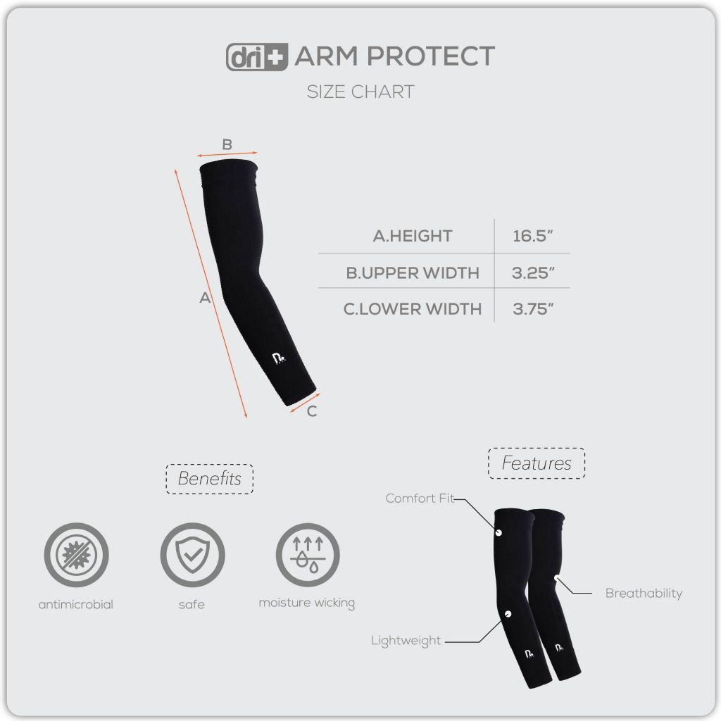 Dri Plus Men’s Sweat Wicking and Odor Free Riders' Arm Protect 1 pair DMAW631