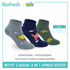 Biofresh | SpongeBob Boys' Antimicrobial Cotton Thin Casual Ankle Socks 3 pairs in 1 pack SBRBCG532