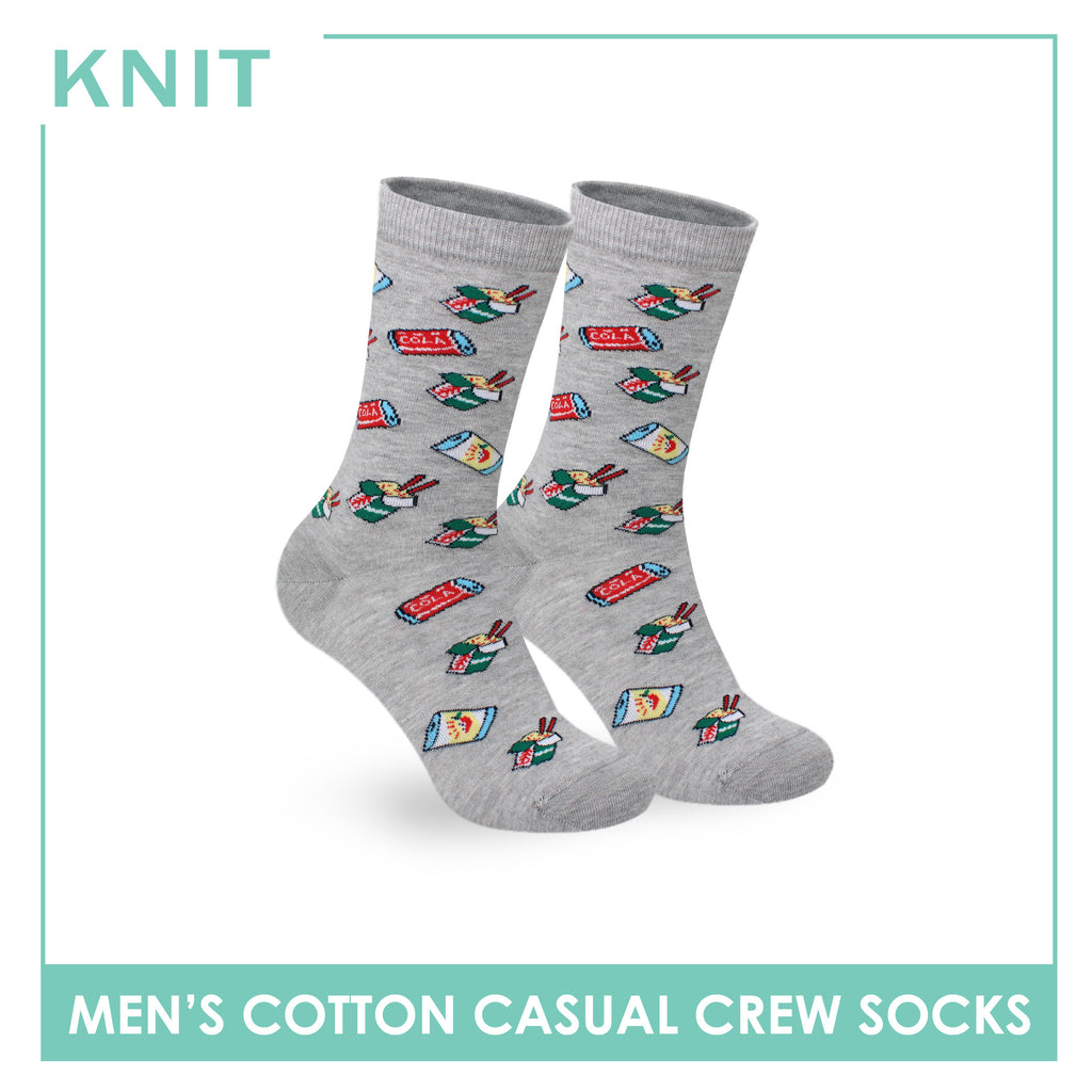 Knit Men's Food (Lt. Gray) Cotton Thin Casual Crew Socks 1 pair KMC531