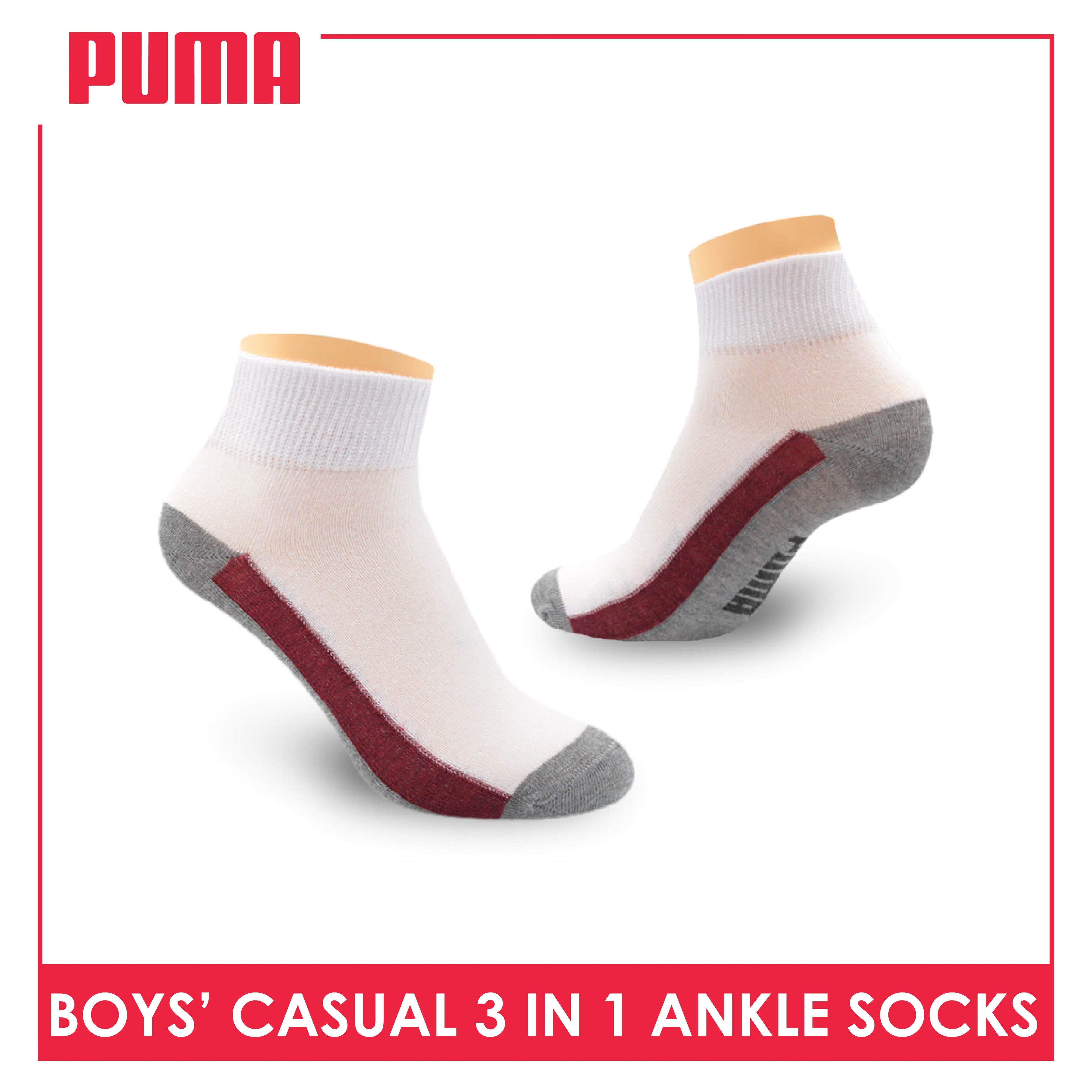 Puma Boys’ Cotton Casual Ankle Socks 3 pairs in a pack PBCKG26