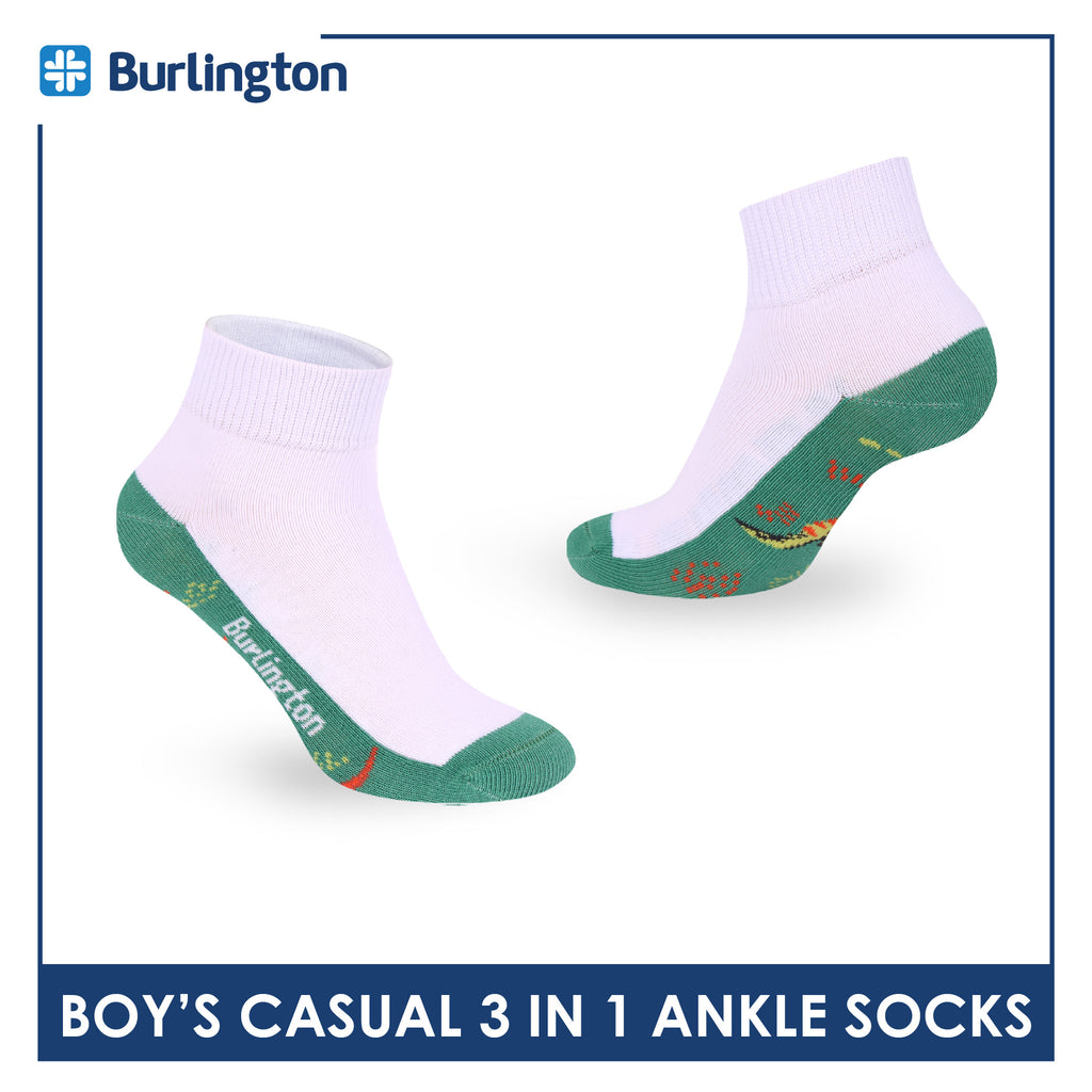 Burlington Boys’ Cotton Casual Ankle Socks 3 pairs in 1 pack BBCKG81