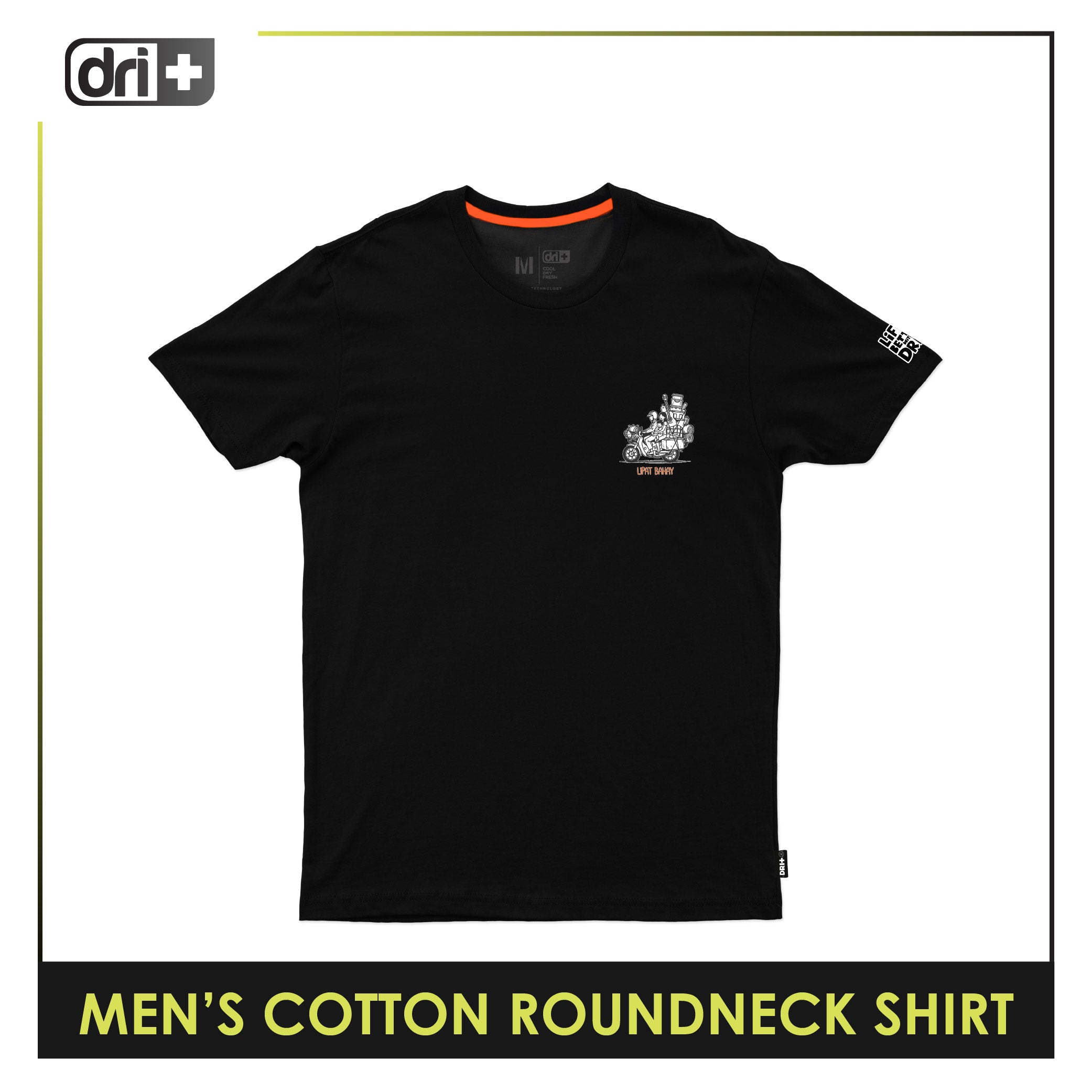 Dri plus Men's Cooltura Anti-Odor Sweat Wicking Cotton Roundneck Shirt Collection 1 piece DUMSRC614