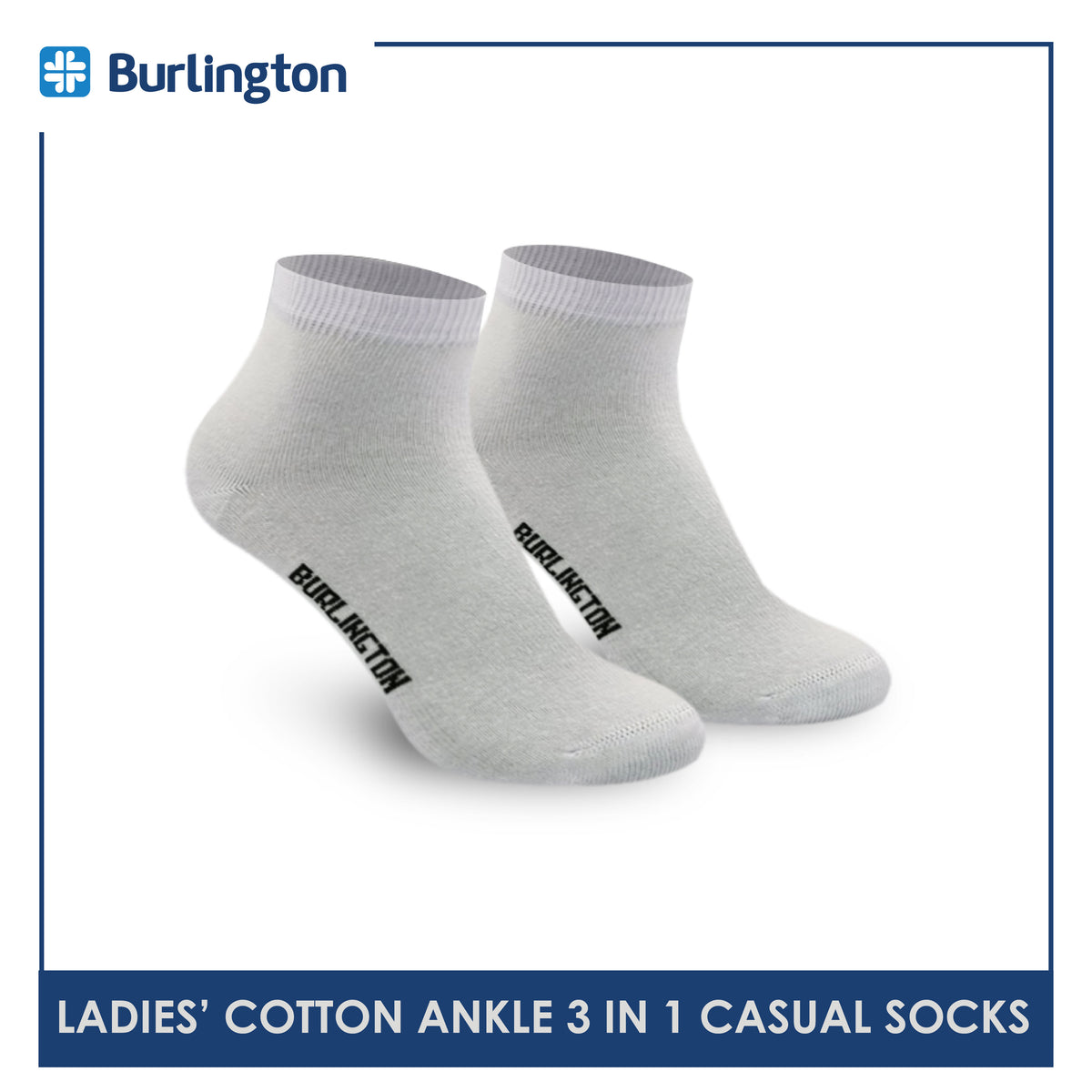 Burlington Ladies' Cotton Ankle Lite Thin Casual Socks 3 pairs in 1 pack 622