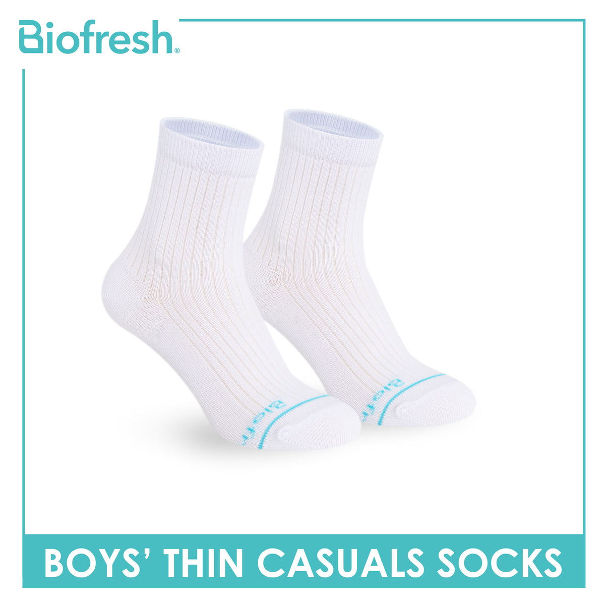 Biofresh Boys’ Antimicrobial Cotton Thin Casual Socks 1 pair in 1 pack RBC631
