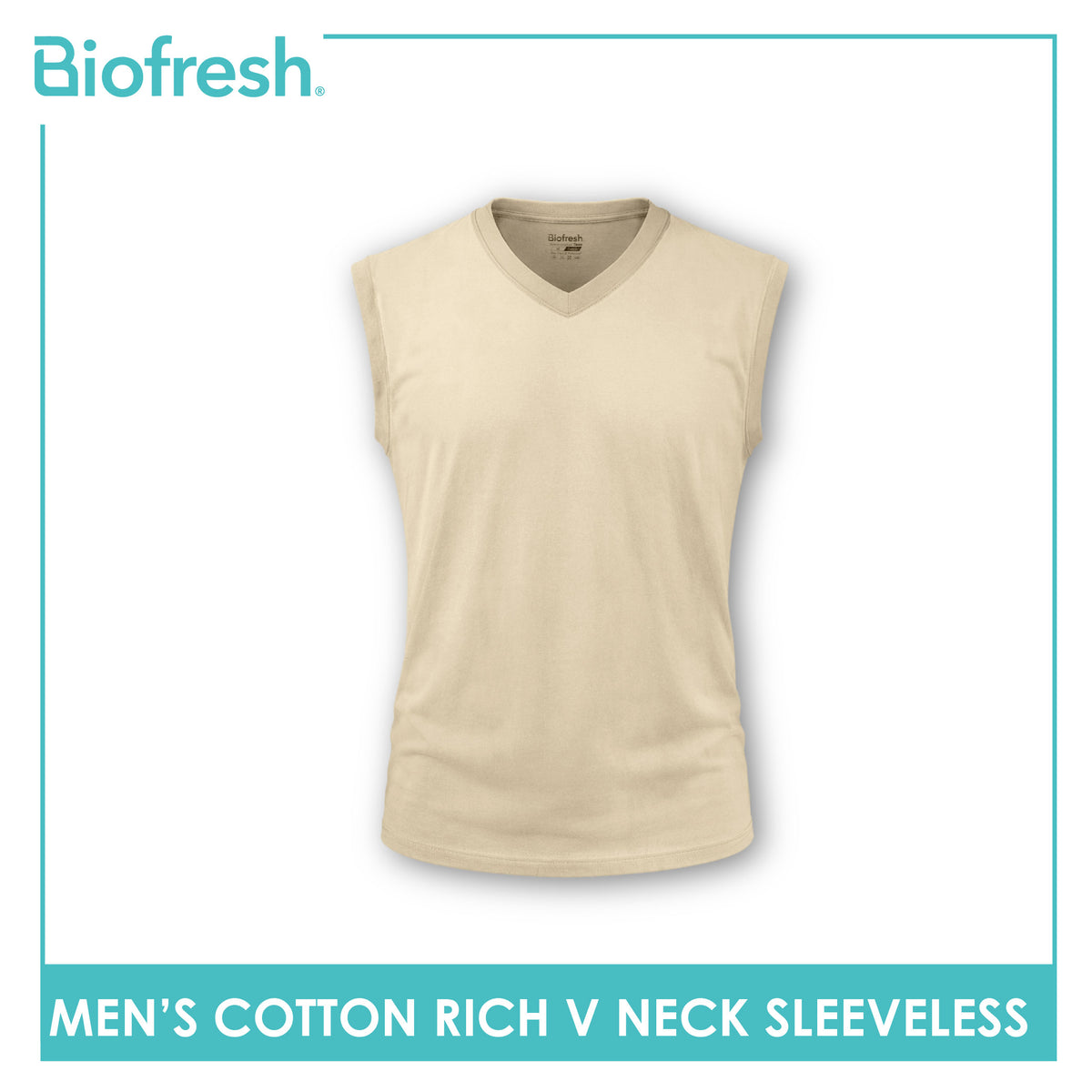 Biofresh Men's Antimicrobial Cotton Rich V-Neck Sleeveless shirt 1 piece UMSM631