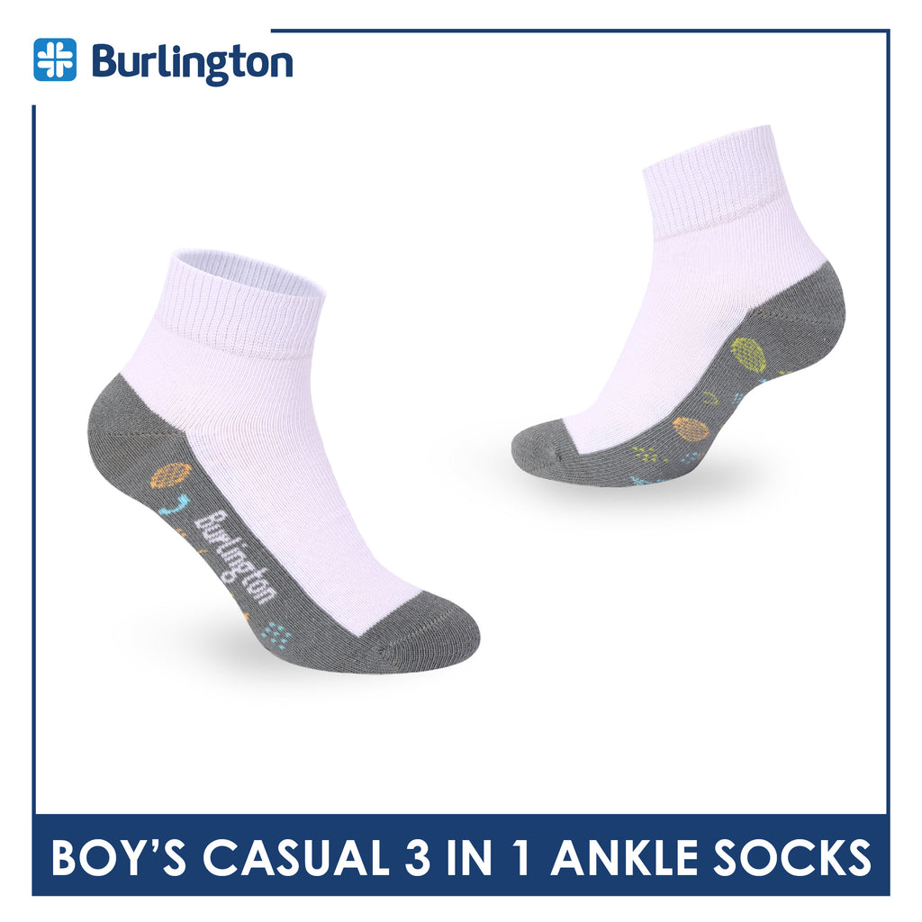 Burlington Boys’ Cotton Casual Ankle Socks 3 pairs in 1 pack BBCKG79