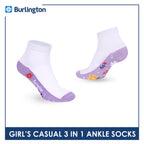 Burlington Girls’ Cotton Casual Ankle Socks 3 pairs in 1 pack BGCKG69