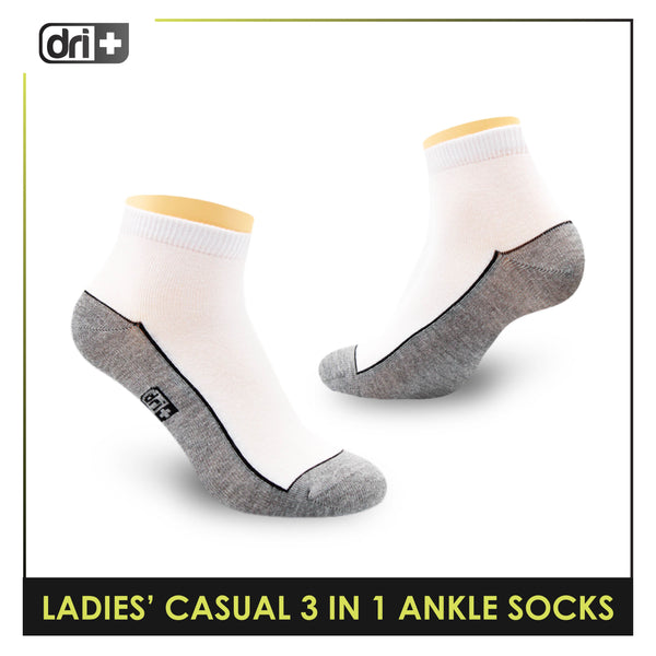 Dri Plus Ladies' Lite Casual Ankle Socks 3 pairs in a pack DLCKG35