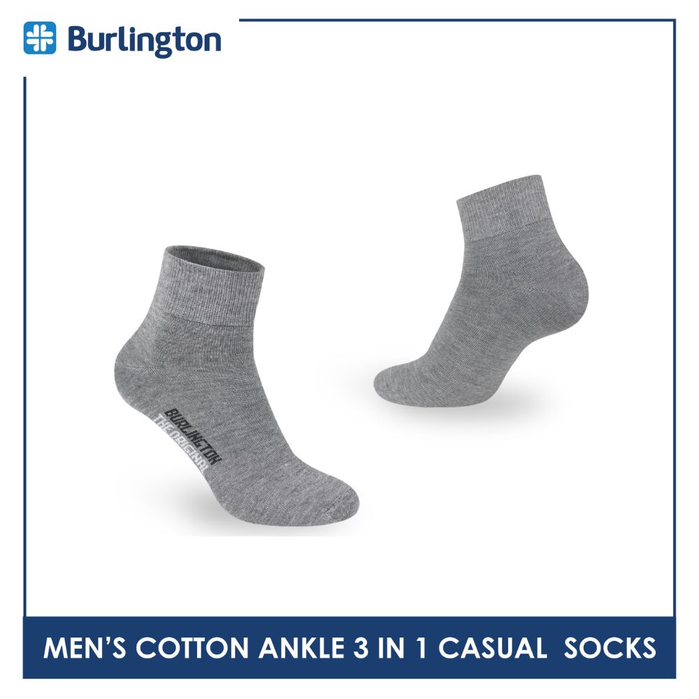 Burlington Men's Cotton Lite Thin Casual Ankle Socks 3 pairs in a pack 142