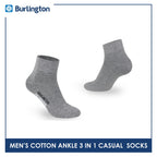 Burlington Men's Cotton Lite Thin Casual Ankle Socks 3 pairs in a pack 142