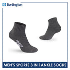 Burlington Men's Thick Sports Heavy Ankle socks 3 pairs in 1 pack 0222H
