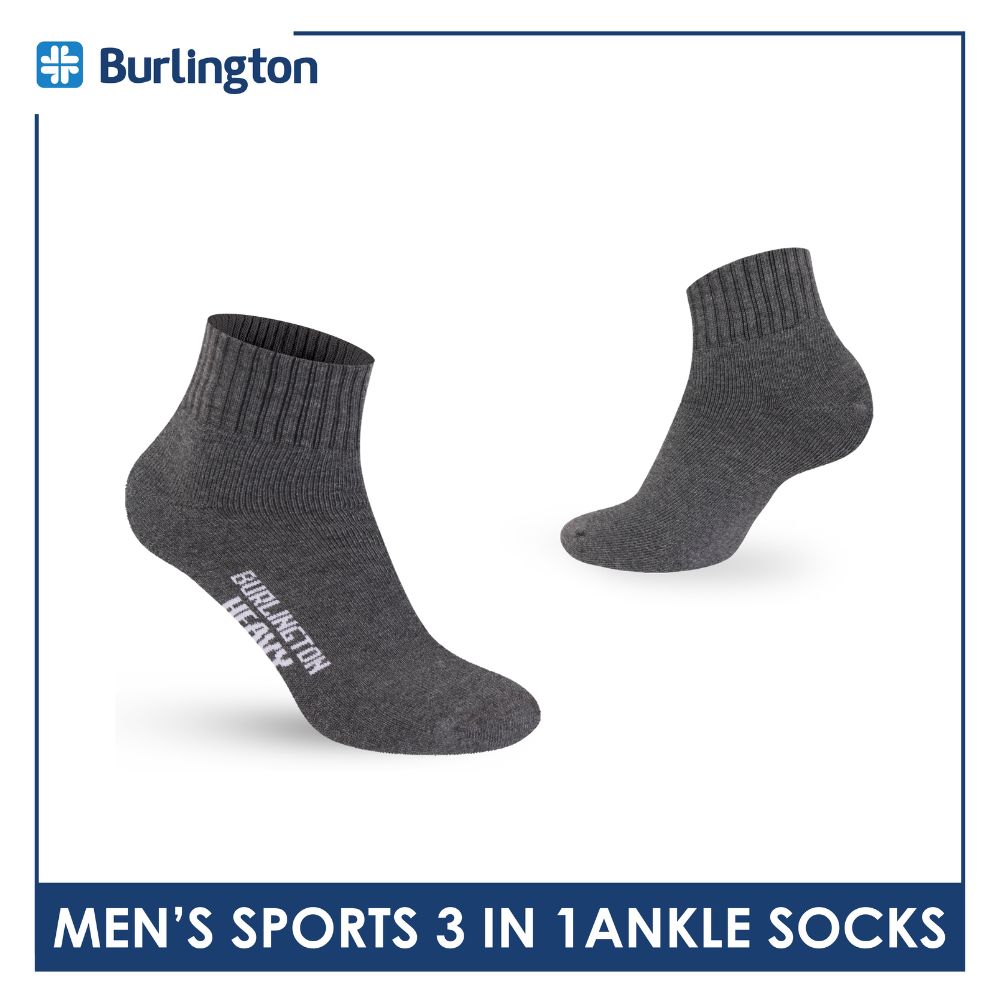 Burlington Men's Thick Sports Heavy Ankle socks 3 pairs in 1 pack 0222H