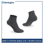 Burlington Men's Cotton Thick Sports Ankle Socks 3 pairs in a pack 0222