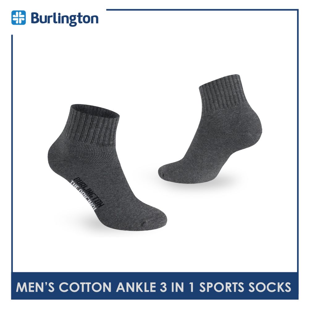 Burlington Men's Cotton Thick Sports Ankle Socks 3 pairs in a pack 0222