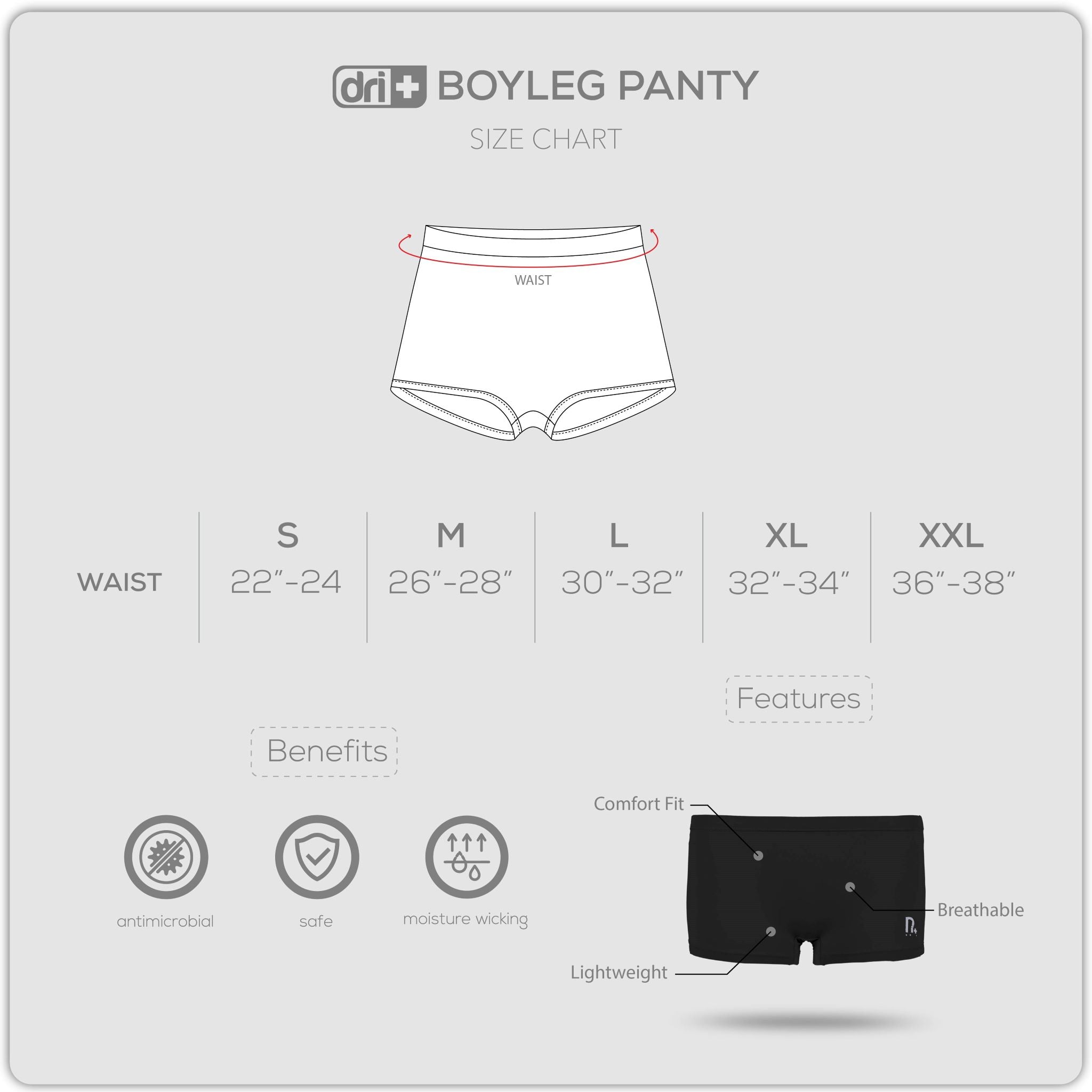 Dri plus Ladies’ Microcool Boyleg Panty 3 pieces in a pack DULPBG511