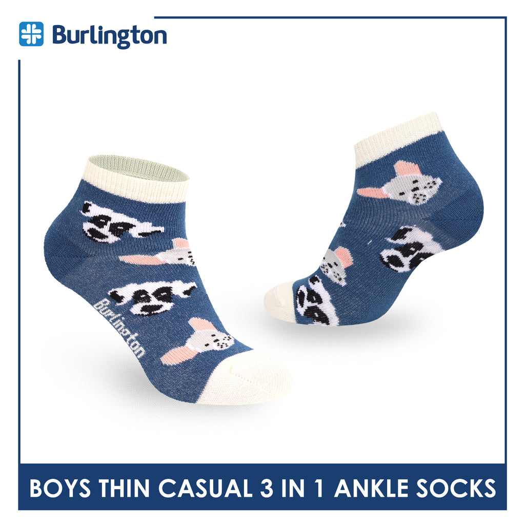 Burlington Boys’ Cotton Thin Casual Ankle Socks 3 pairs in 1 pack BBCG614