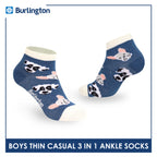 Burlington Boys’ Cotton Thin Casual Ankle Socks 3 pairs in 1 pack BBCG614