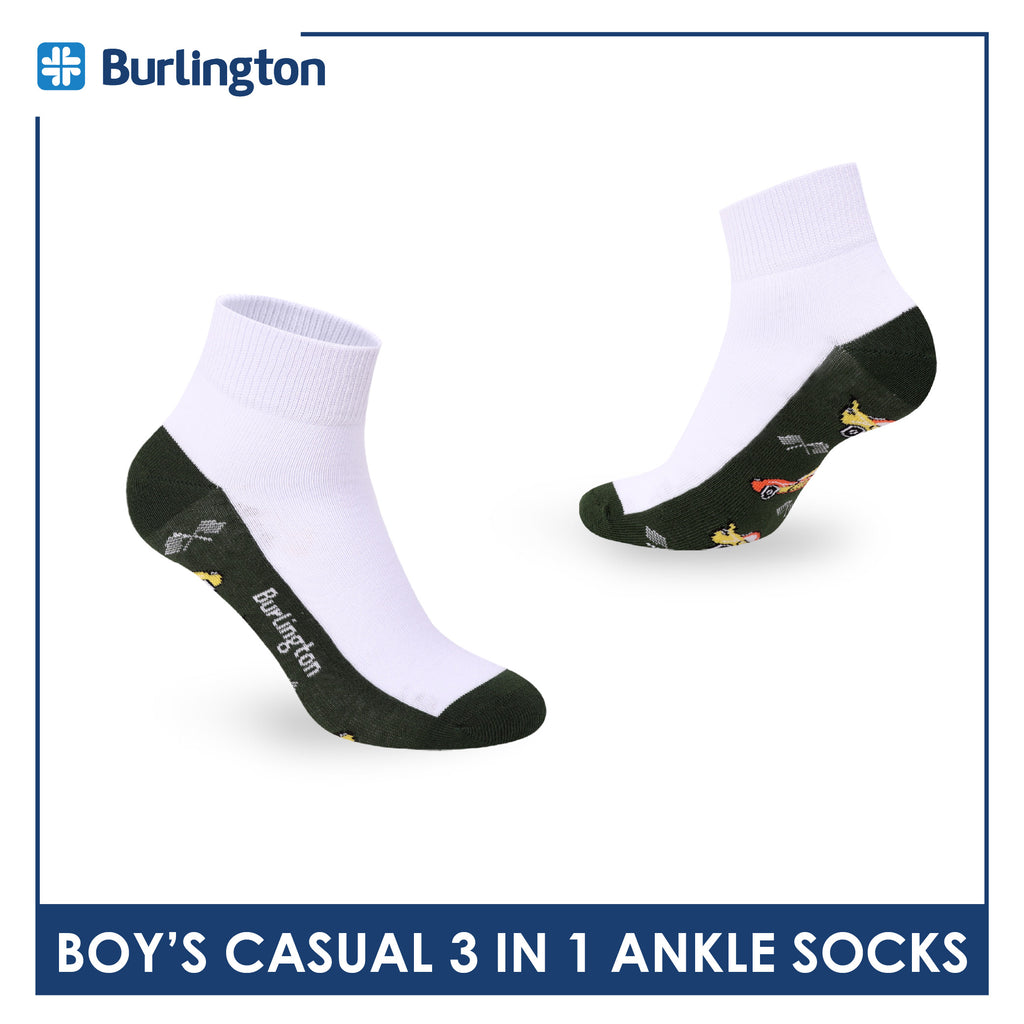 Burlington Boys’ Cotton Casual Ankle Socks 3 pairs in 1 pack BBCKG82